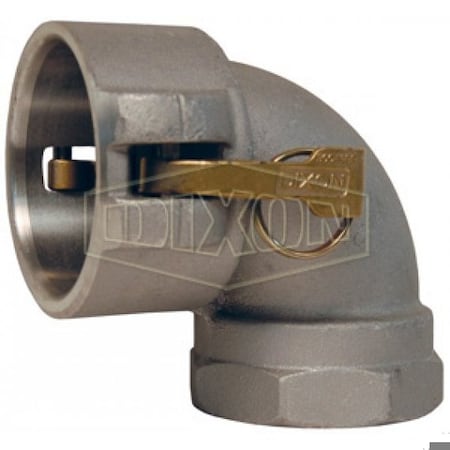 Dixon Type D 90Deg Cam and Groove Elbow, 1-1/2 in, Female Coupler x FNPT, Aluminum, Domestic 150D-90AL